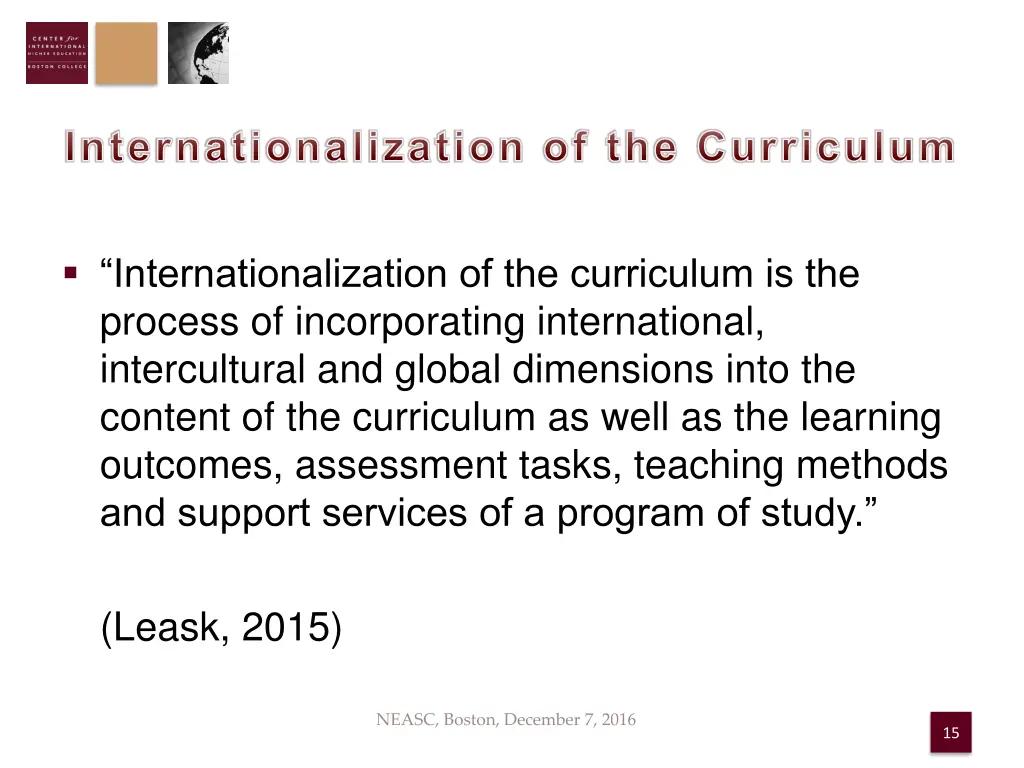 internationalization of the curriculum