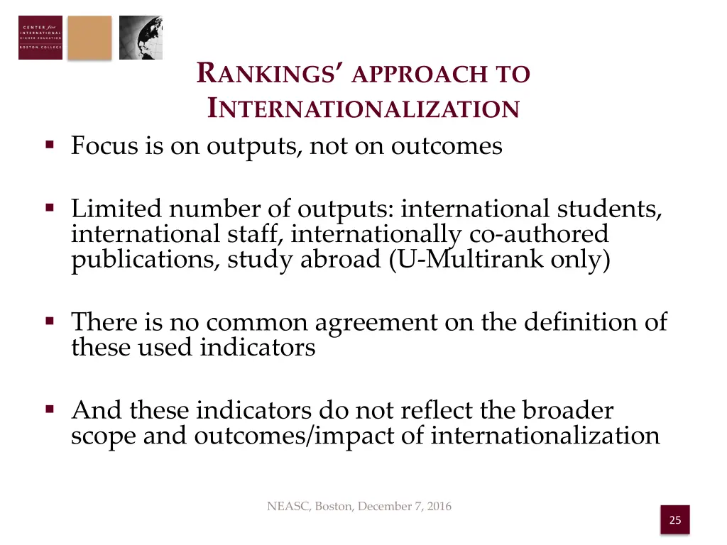 r ankings approach to i nternationalization focus