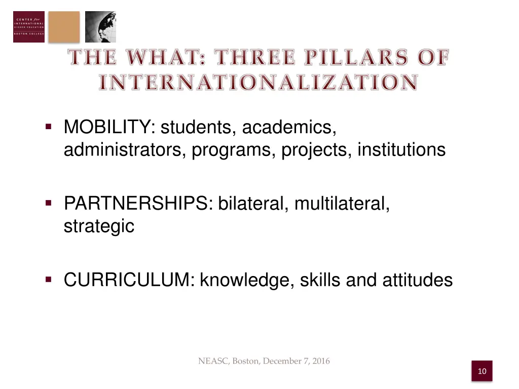 the what three pillars of internationalization