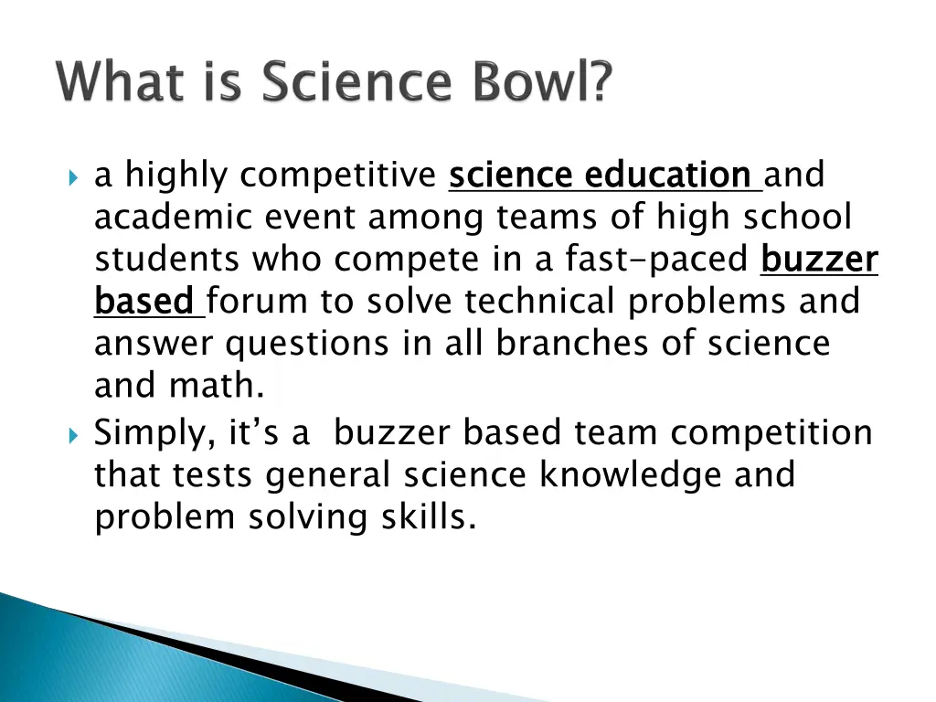 a highly competitive science education academic