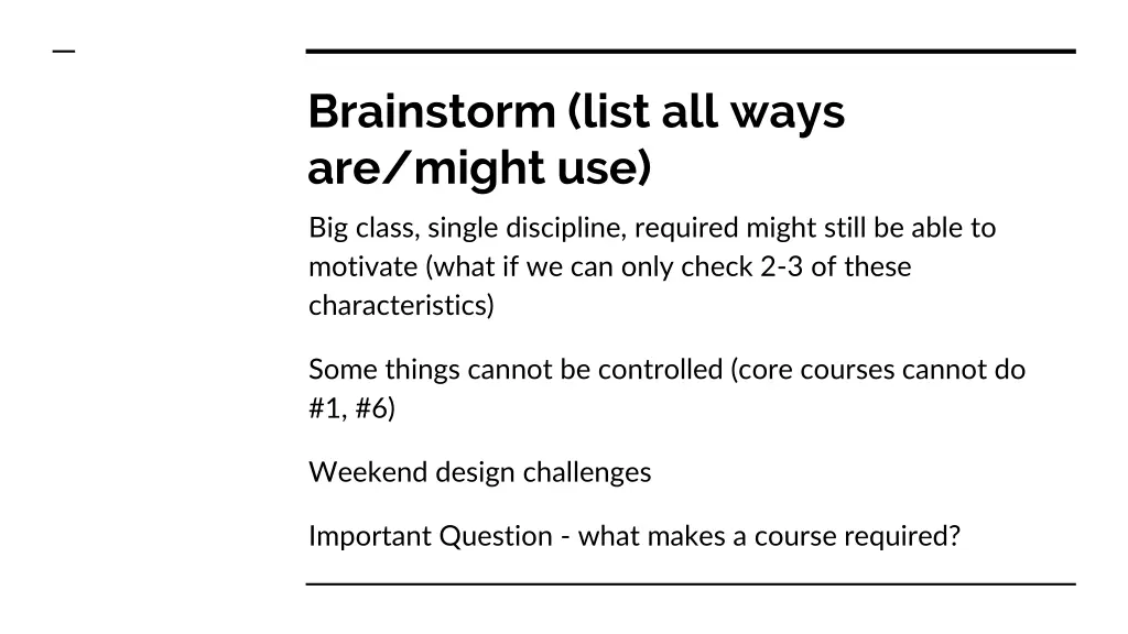 brainstorm list all ways are might use 2