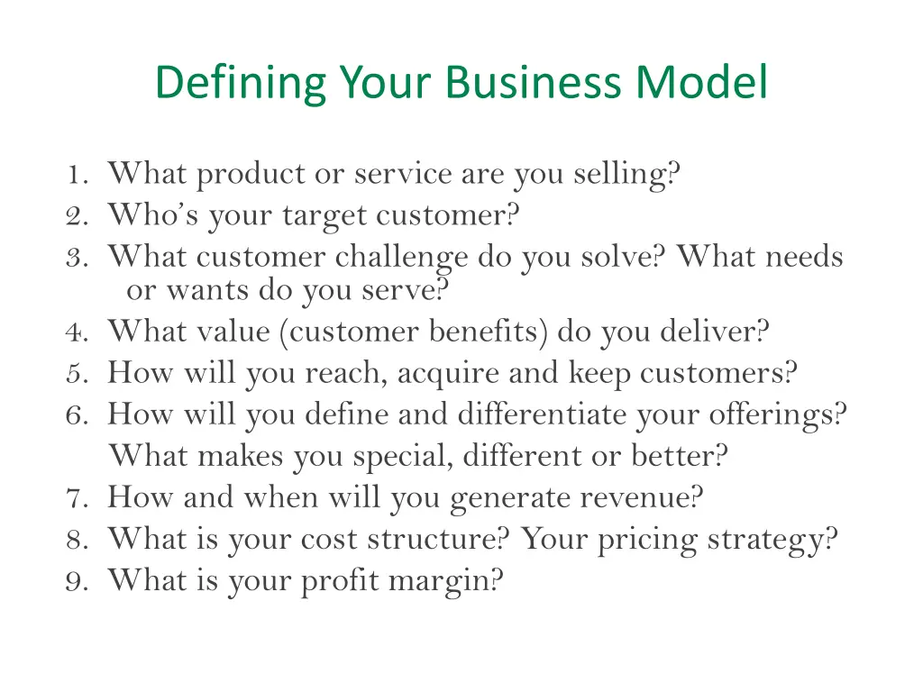 defining your business model