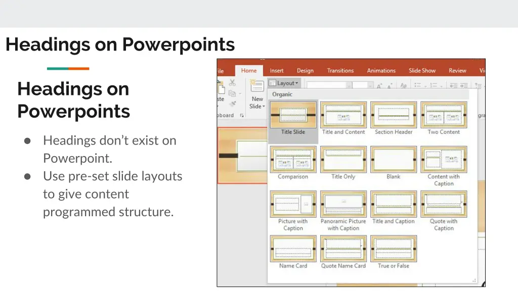 headings on powerpoints