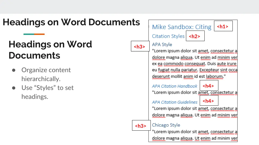 headings on word documents