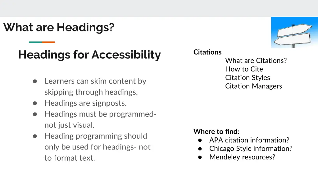what are headings 1