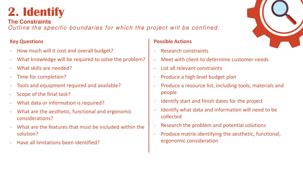 2 identify the constraints outline the specific