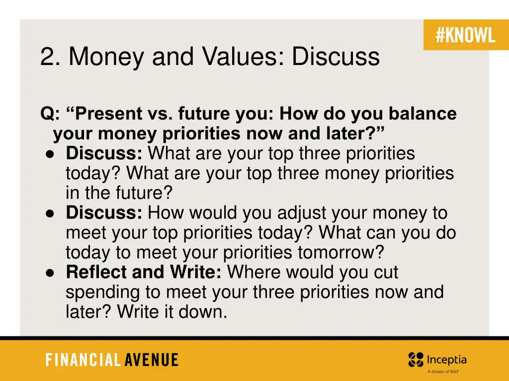 2 money and values discuss