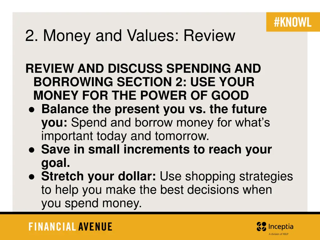 2 money and values review