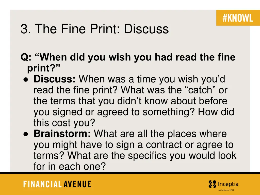 3 the fine print discuss