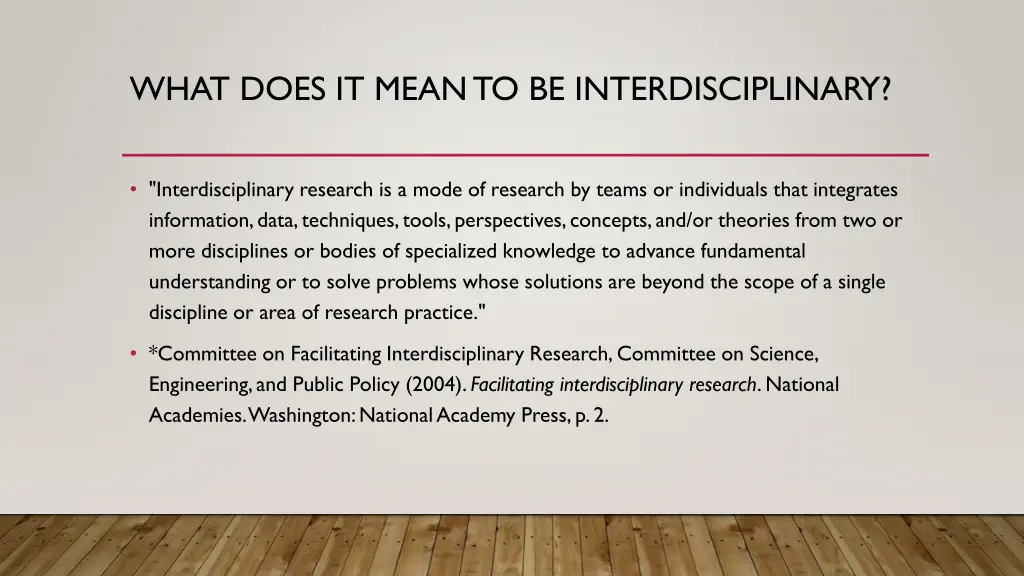 what does it mean to be interdisciplinary