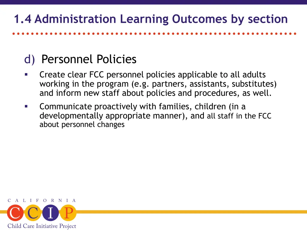 1 4 administration learning outcomes by section 2