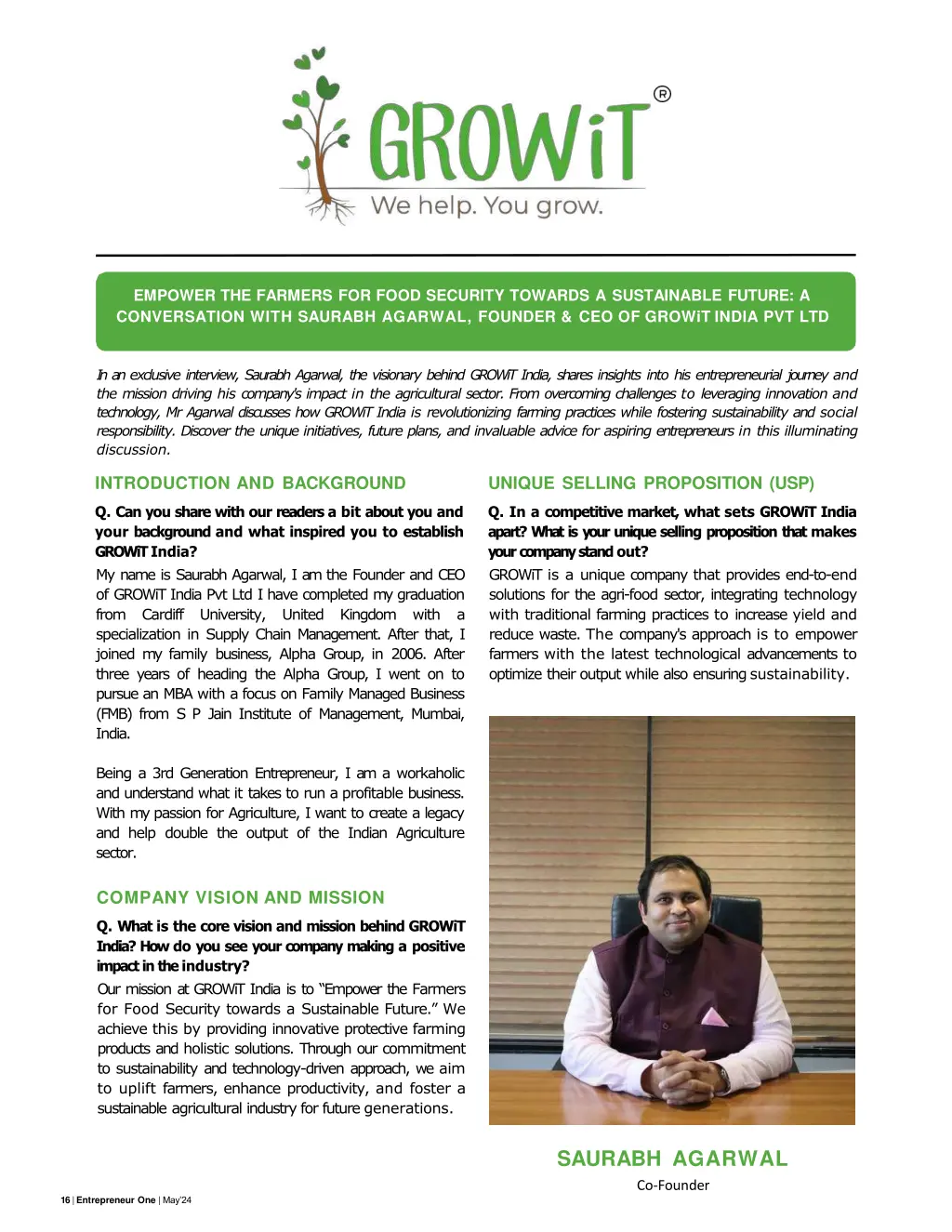 empower the farmers for food security towards