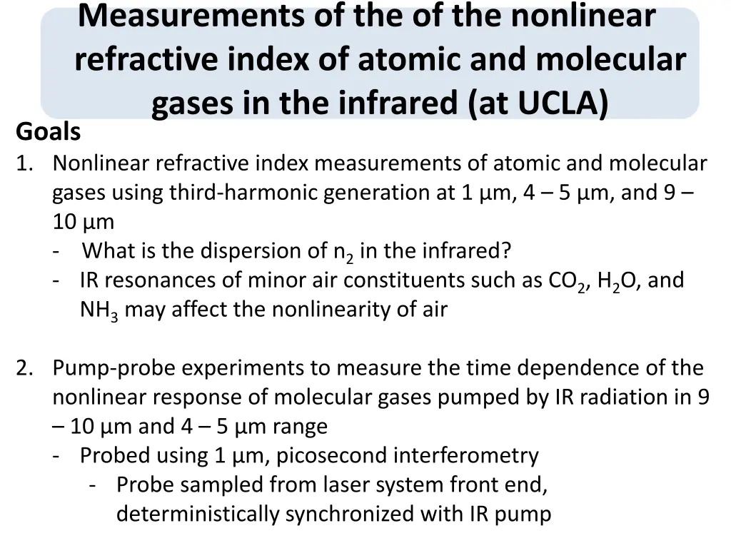 measurements of the of the nonlinear refractive