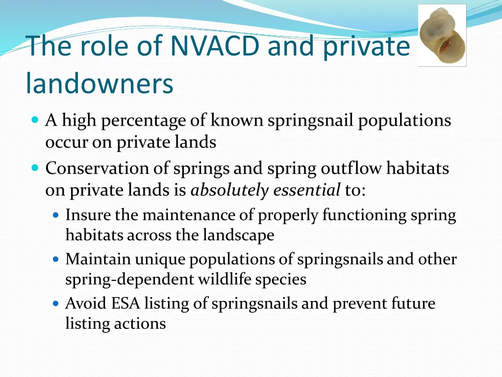 the role of nvacd and private landowners