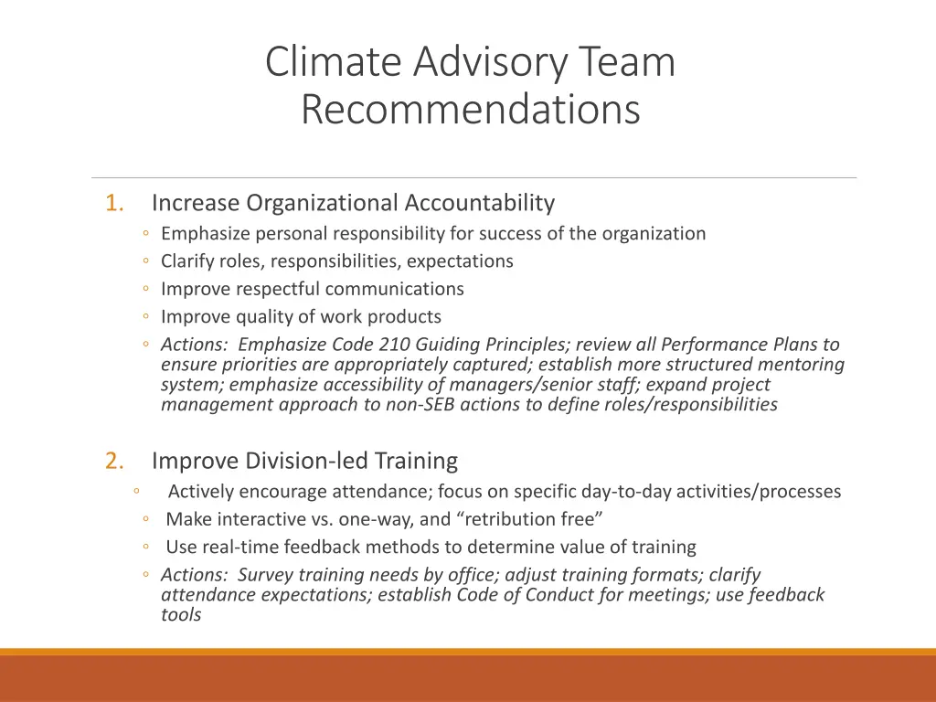 climate advisory team recommendations