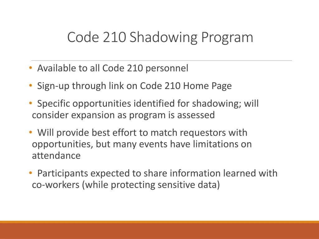 code 210 shadowing program