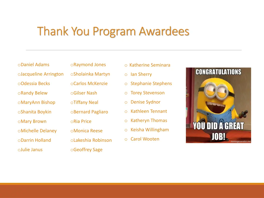 thank you program awardees