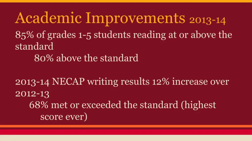 academic improvements 2013 14 85 of grades