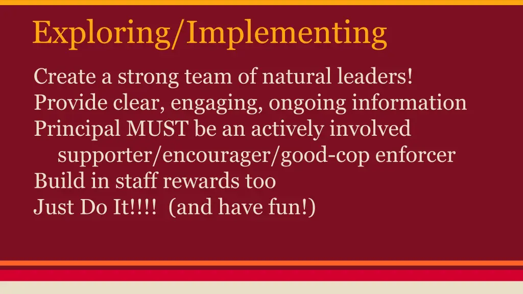 exploring implementing