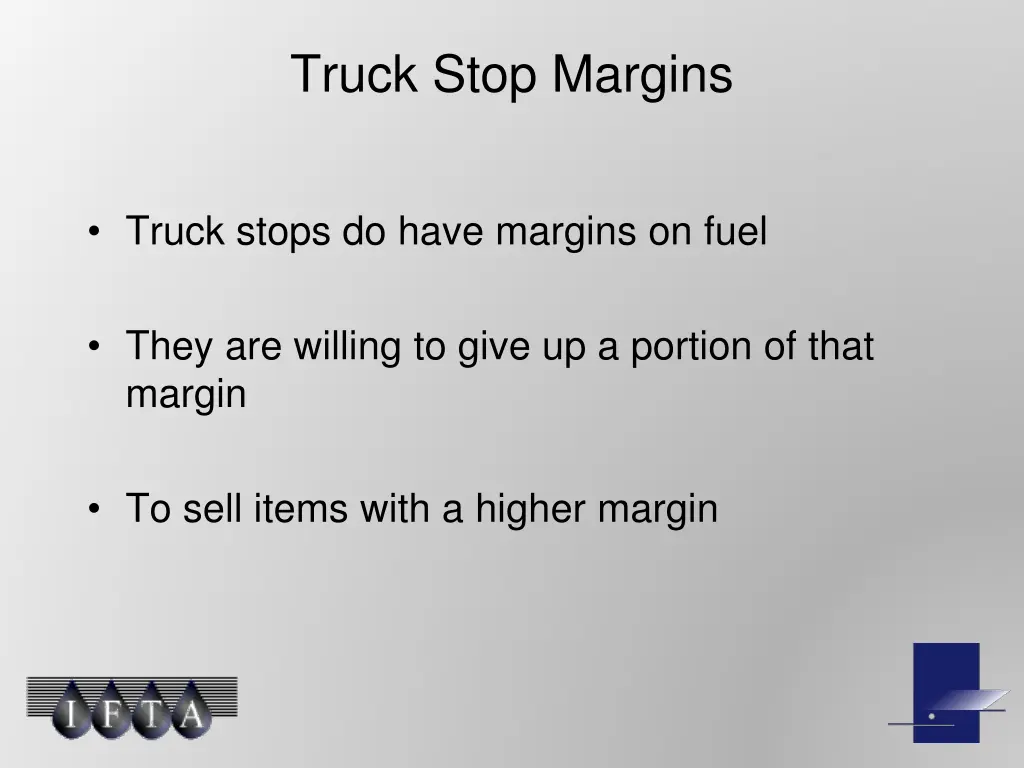 truck stop margins