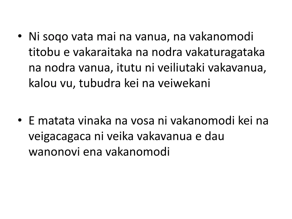 ni soqo vata mai na vanua na vakanomodi titobu