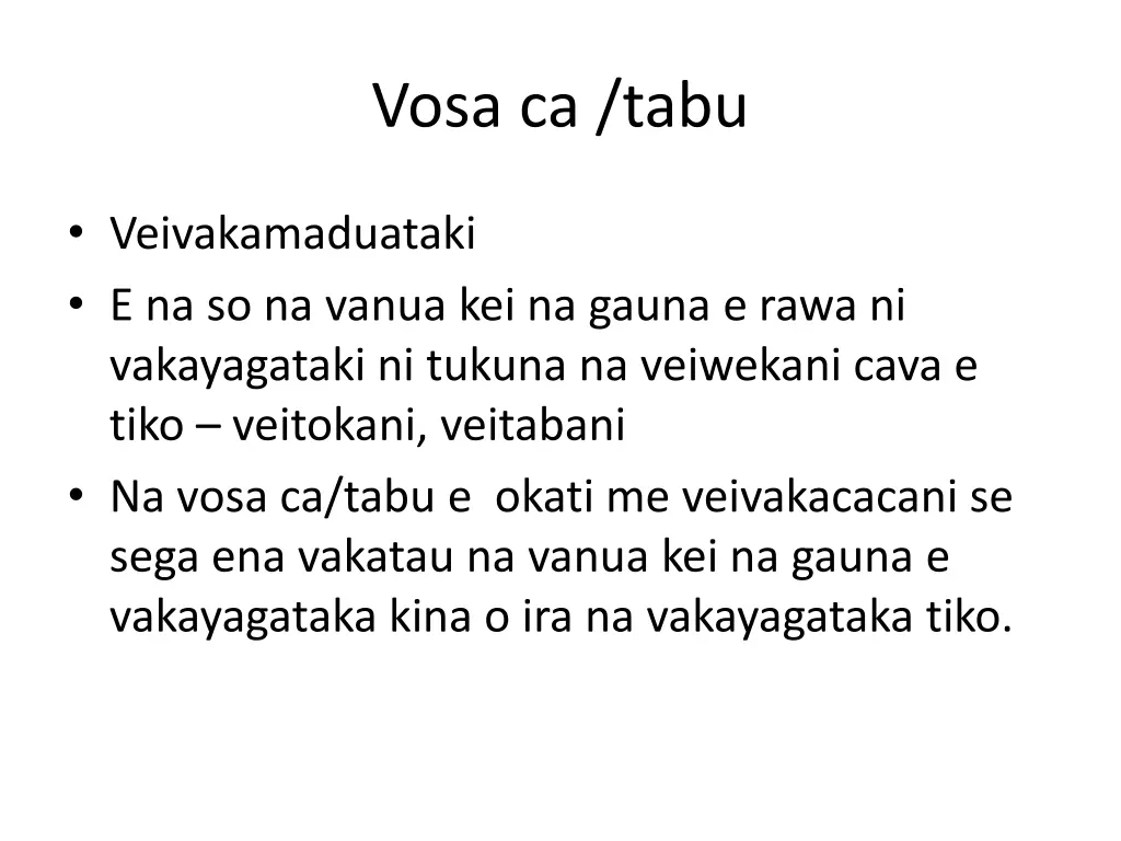 vosa ca tabu