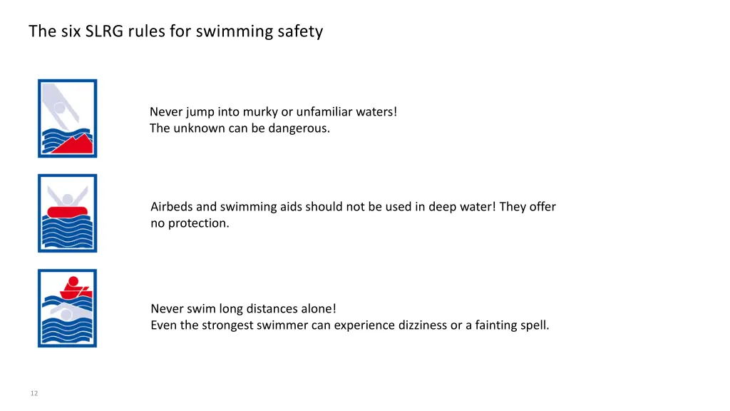 the six slrg rules for swimming safety 1