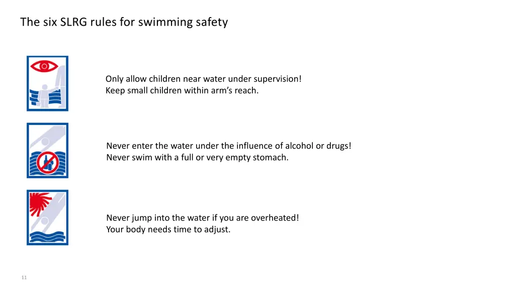 the six slrg rules for swimming safety