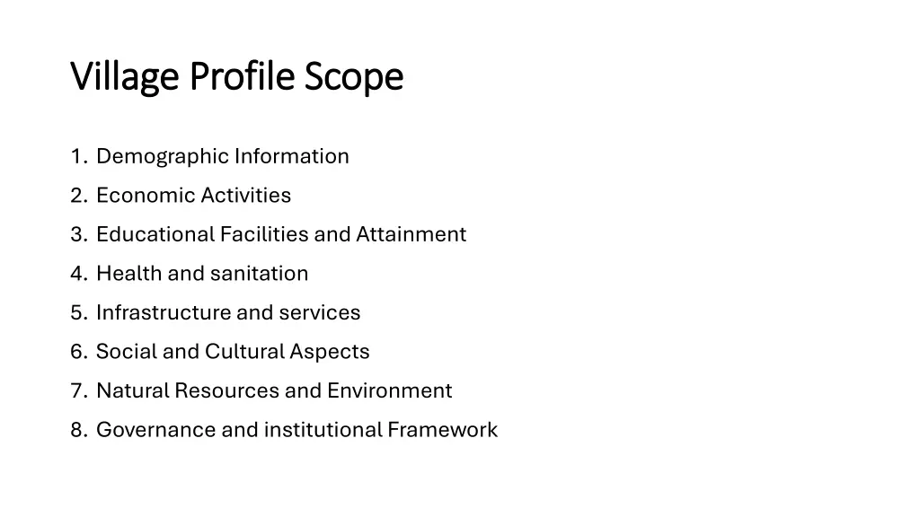 village profile scope village profile scope