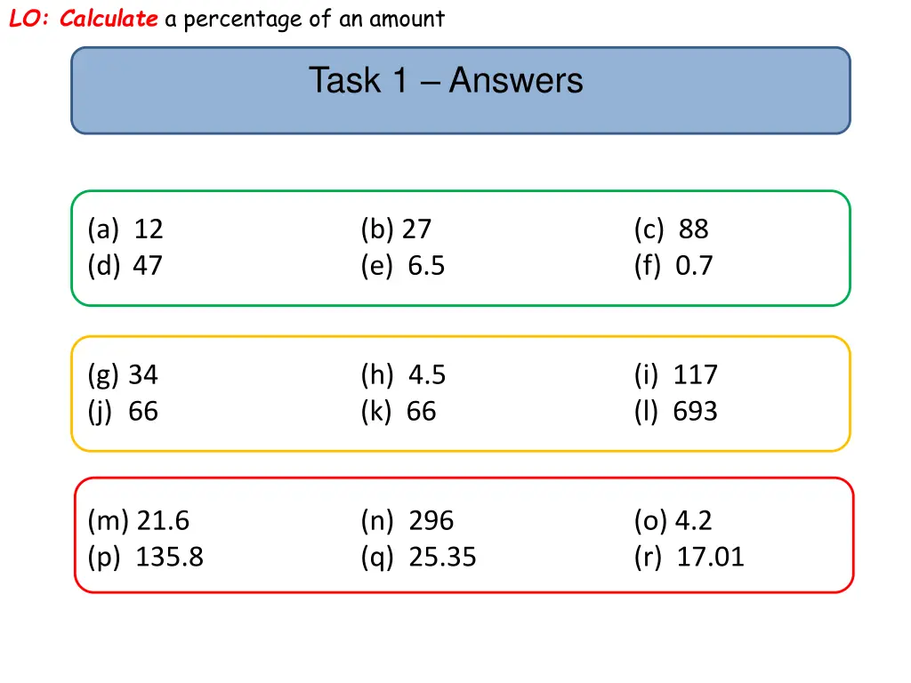 lo calculate a percentage of an amount 6