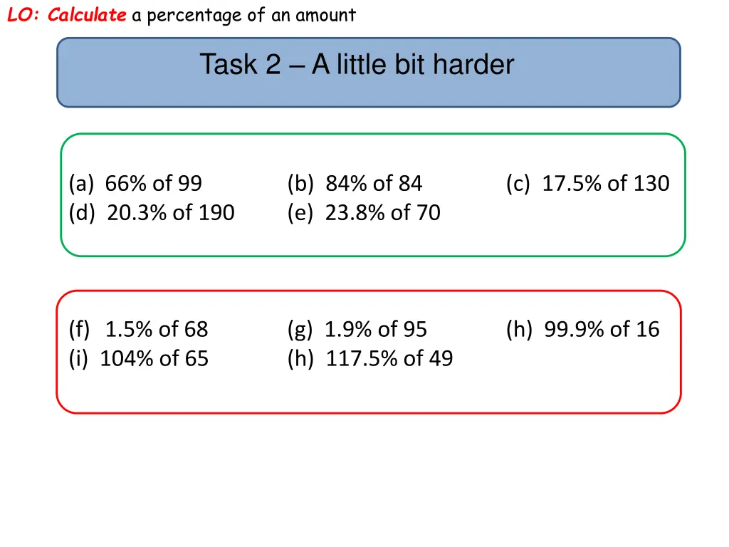 lo calculate a percentage of an amount 7