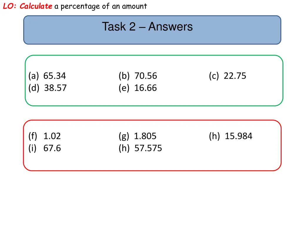 lo calculate a percentage of an amount 8