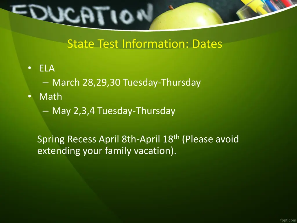 state test information dates