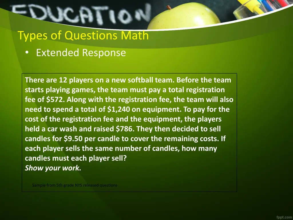types of questions math extended response