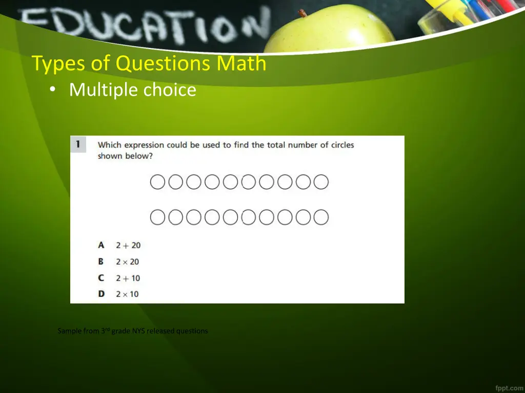 types of questions math multiple choice