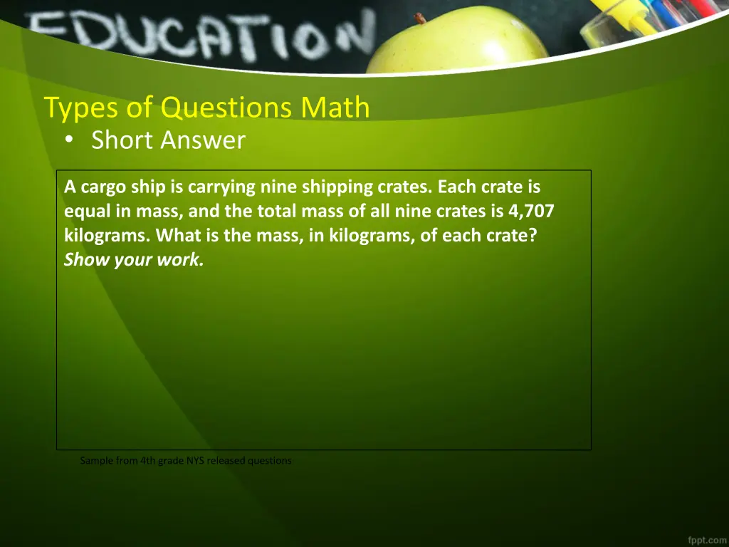 types of questions math short answer