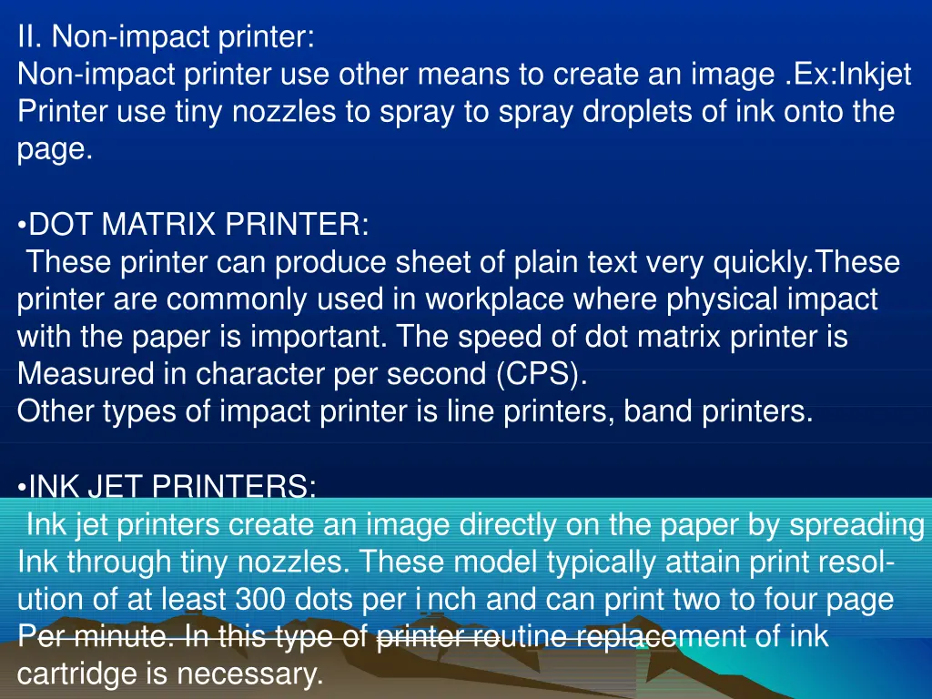 ii non impact printer non impact printer