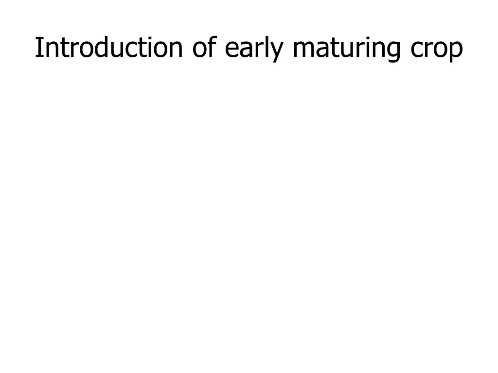 introduction of early maturing crop