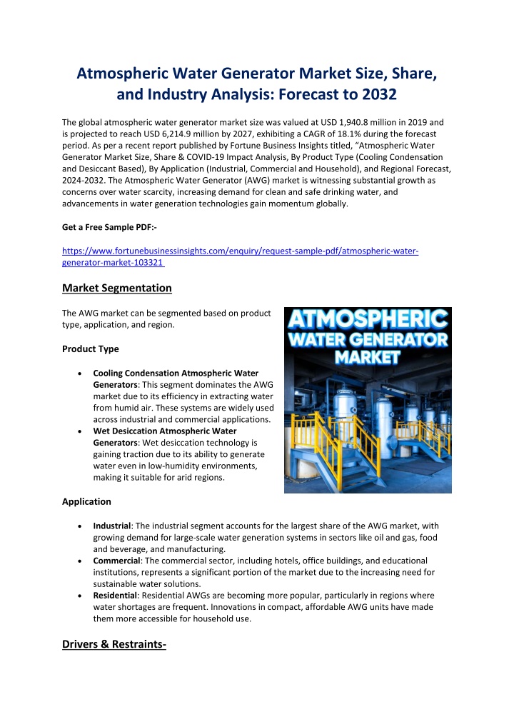 atmospheric water generator market size share
