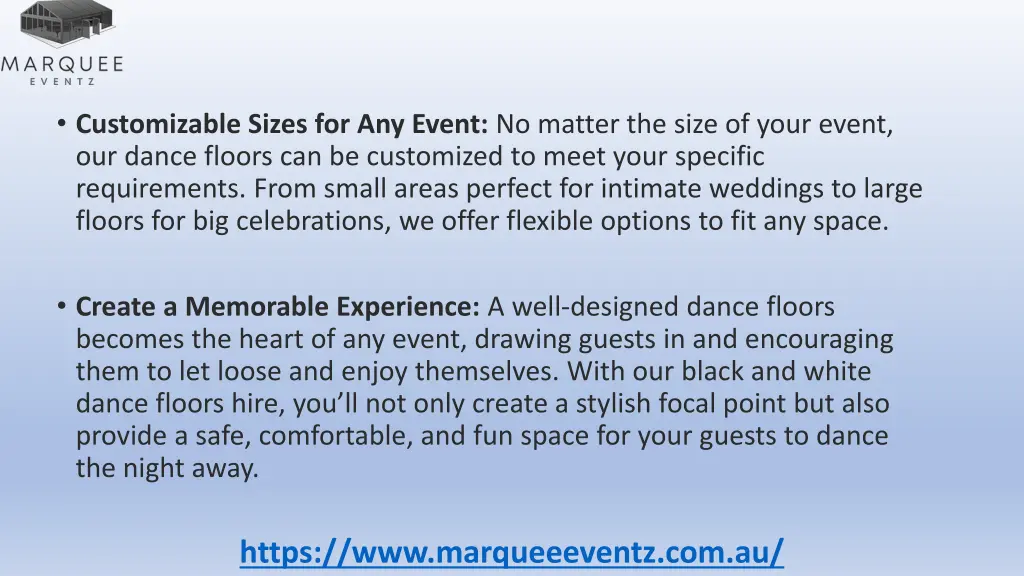 customizable sizes for any event no matter