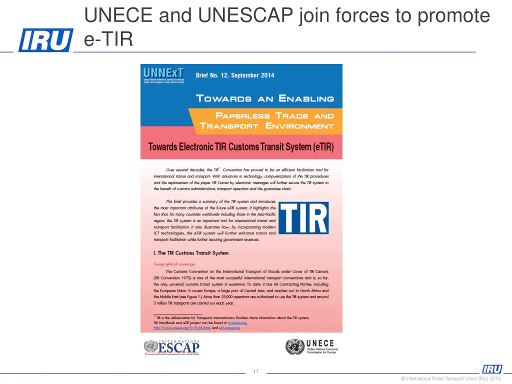 unece and unescap join forces to promote e tir