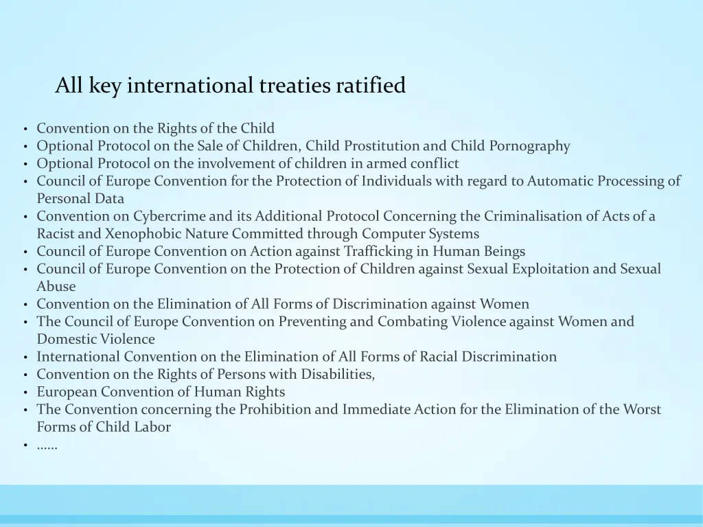 all key international treaties ratified