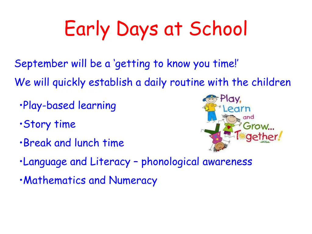 early days at school