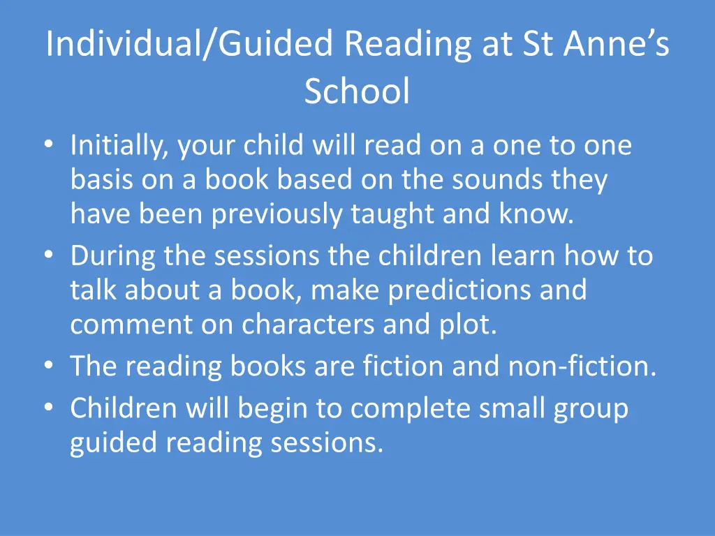 individual guided reading at st anne s school