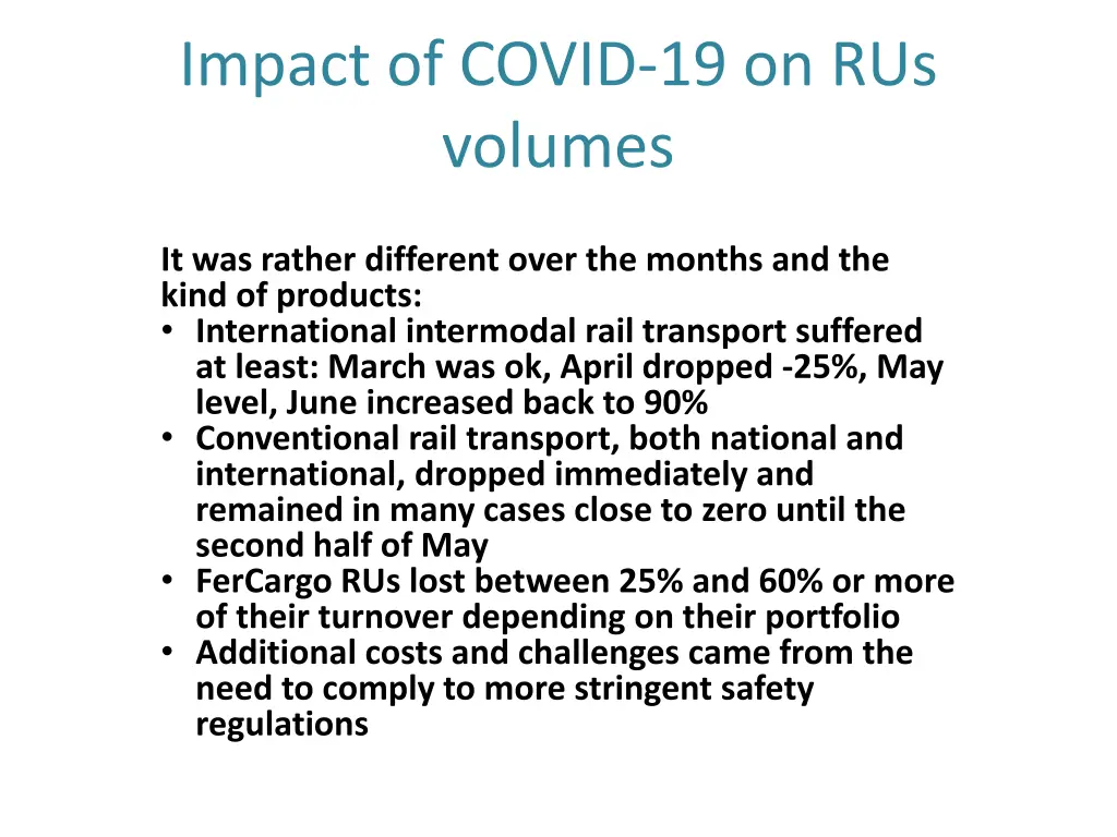 impact of covid 19 on rus volumes