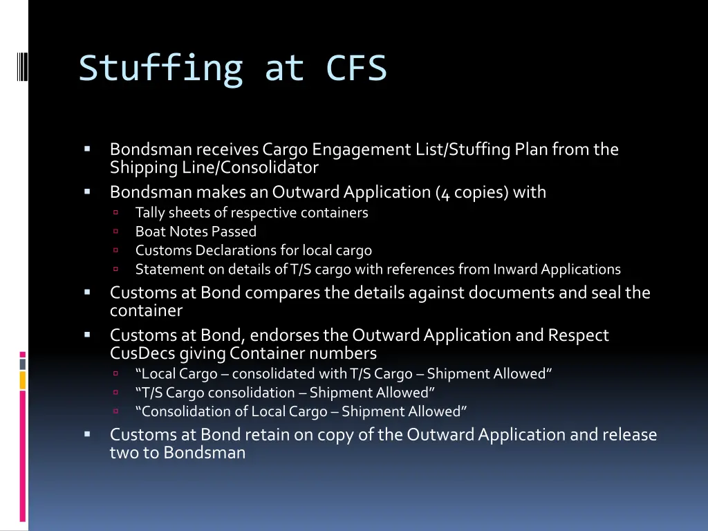 stuffing at cfs