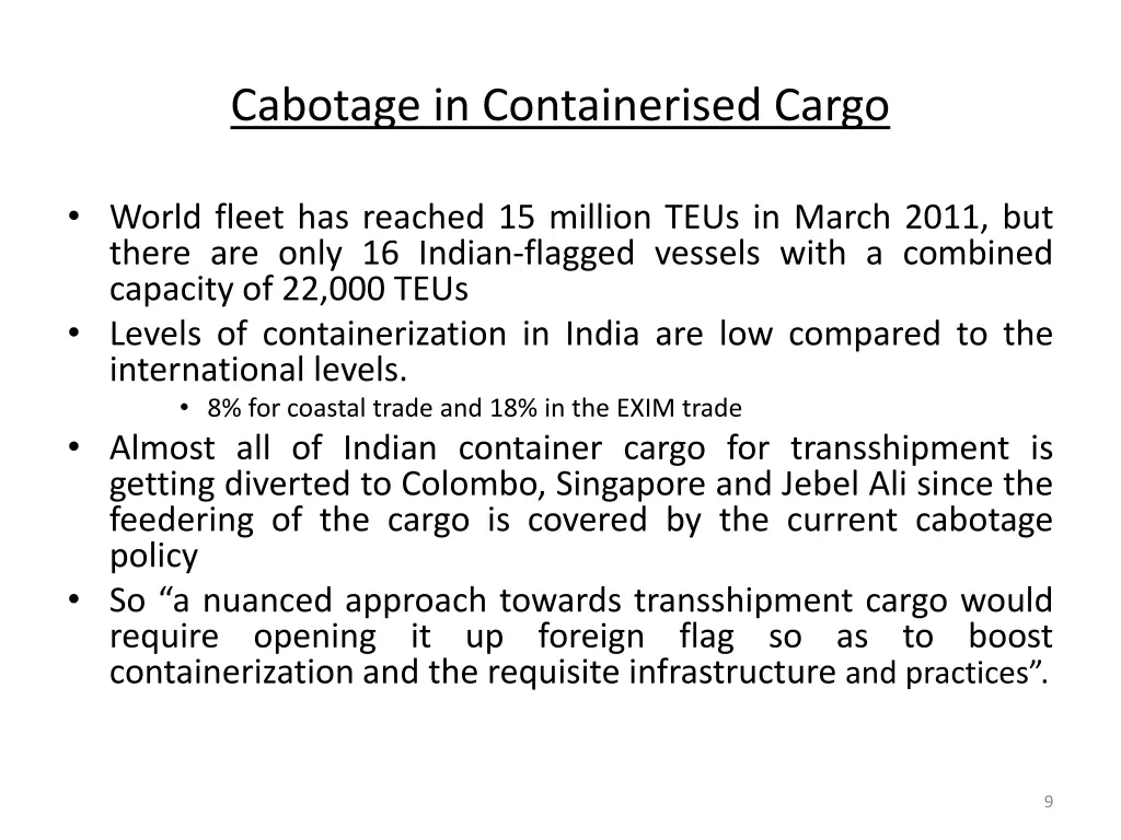 cabotage in containerised cargo