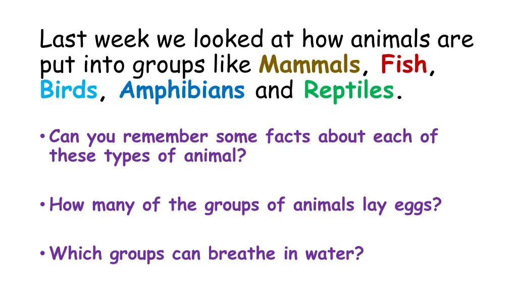 last week we looked at how animals are put into