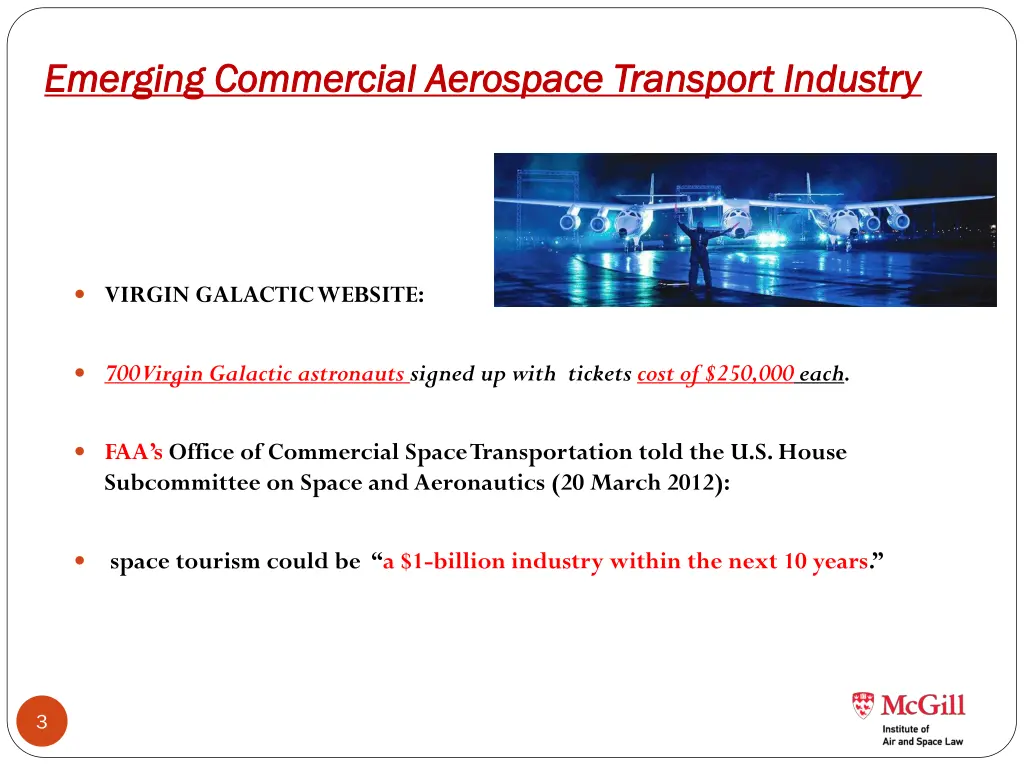 emerging commercial aerospace transport industry