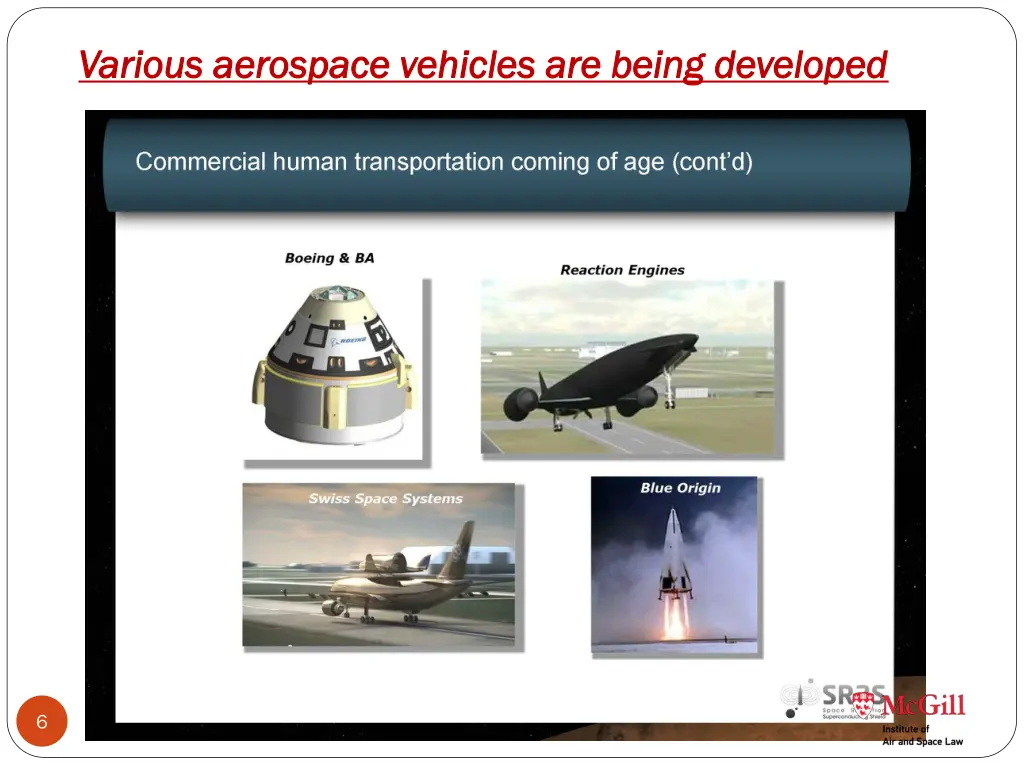 various aerospace vehicles are being developed 1